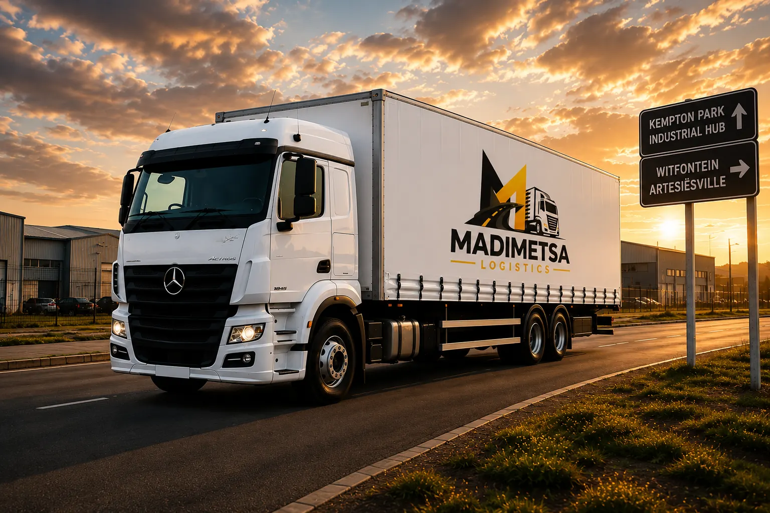 Madimetsa Logistics branded freight truck on route near Kempton Park, Gauteng